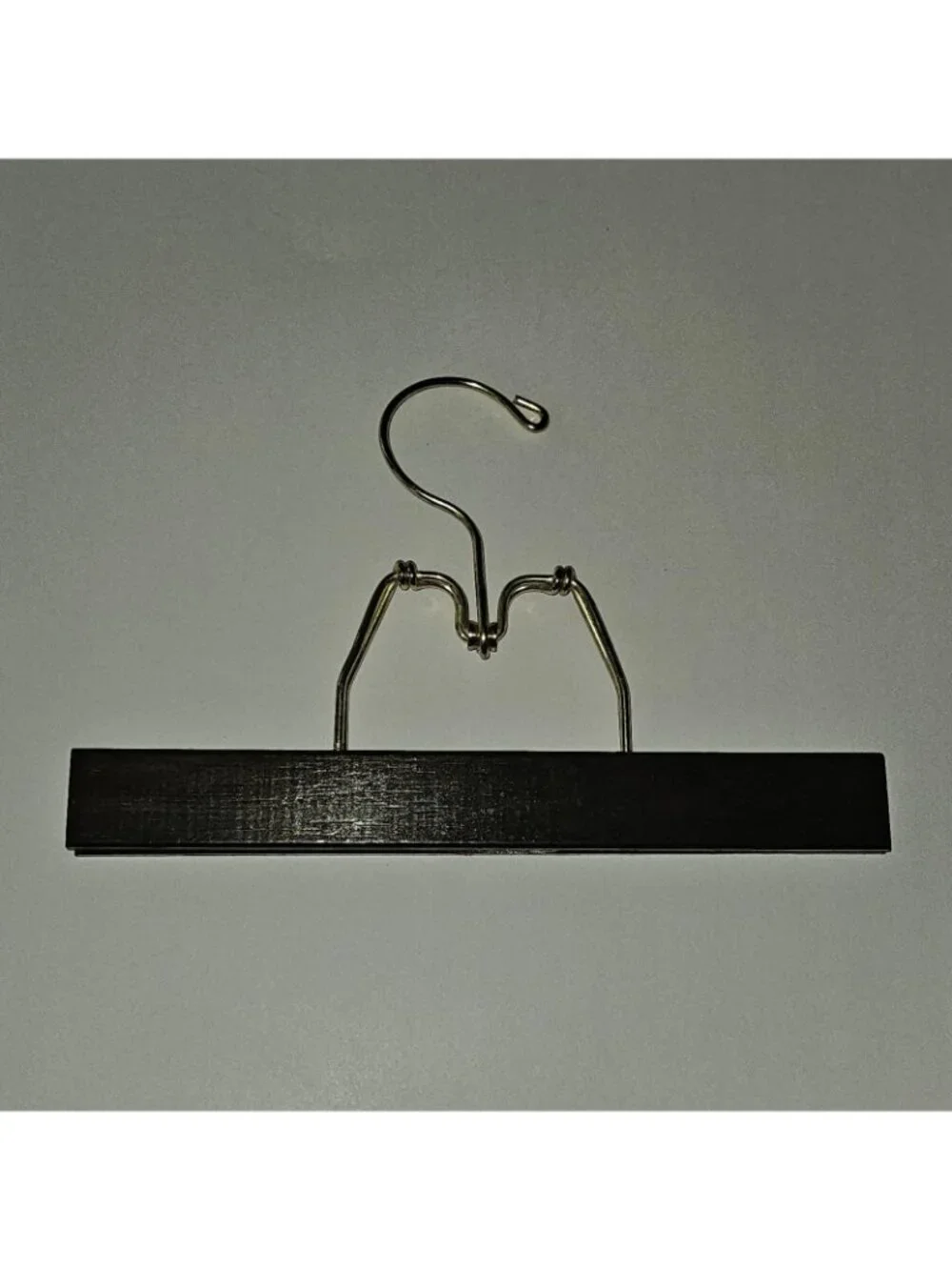 Dark Brown Wooden Clamp Hanger Gold Tone Hook 10